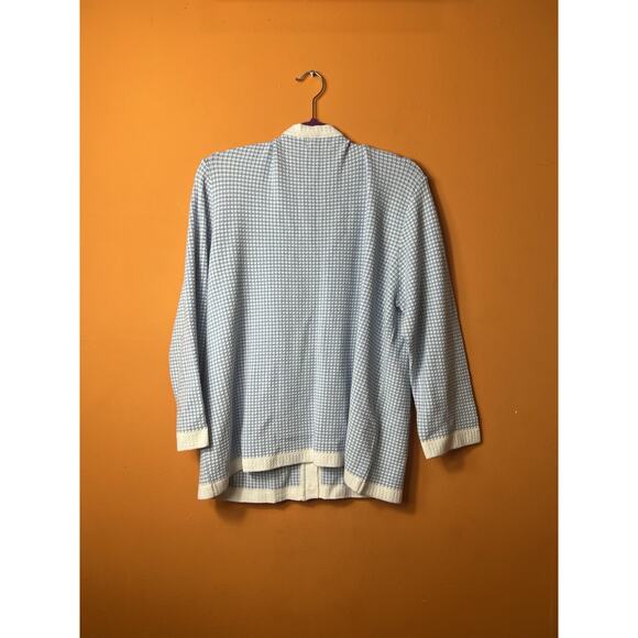 Cia de Moda Women's Cardigan Sweater Size LG Blue White Gingham Long Sleeve NWT - Picture 6 of 11